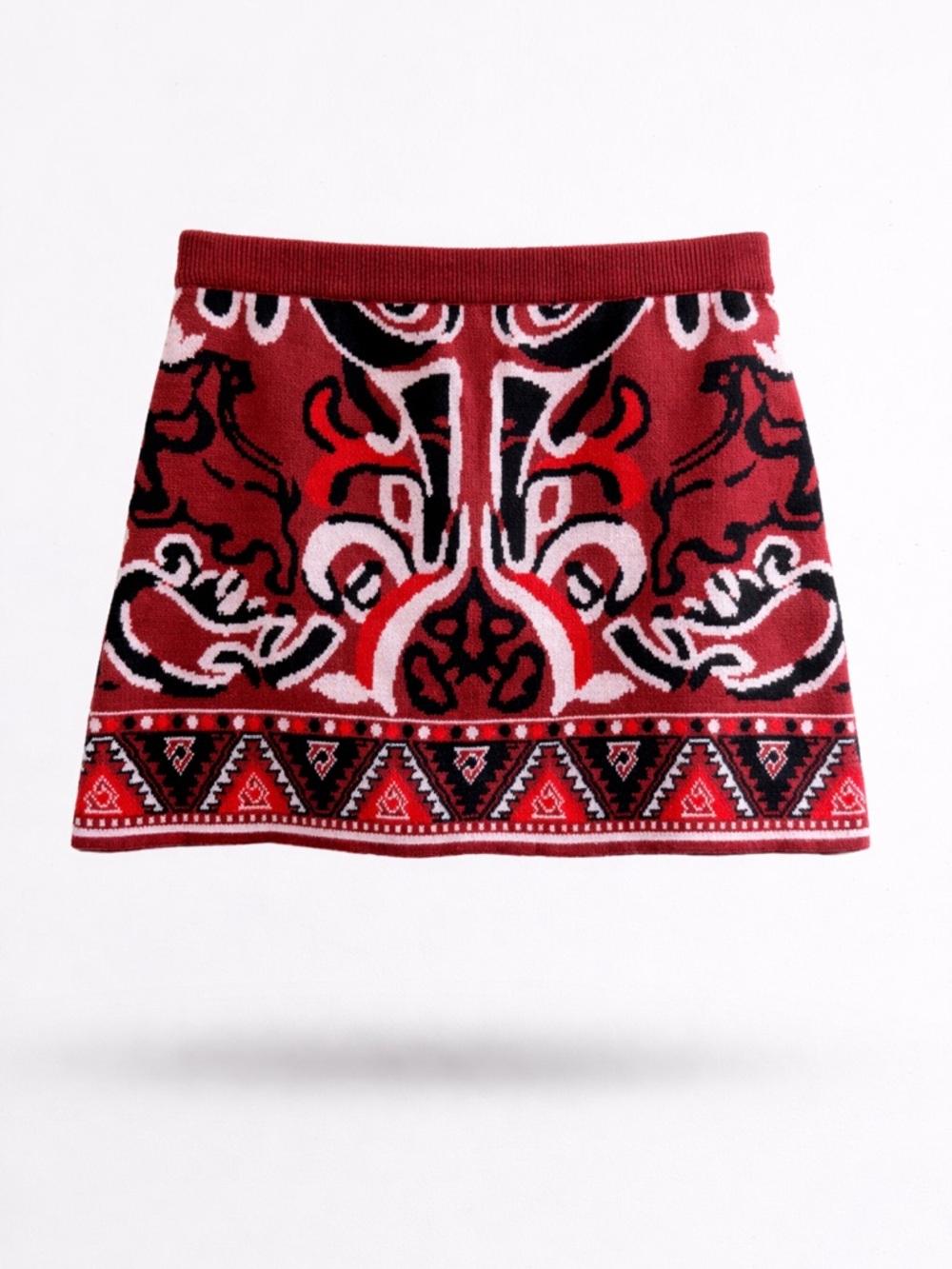 Chelsea & Violet Red & Black Geometric Knit Mini Skirt - Size S NWT - Picture 2 of 12